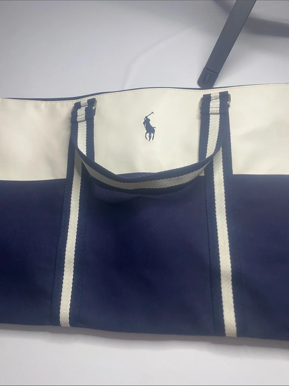 Polo by Ralph Lauren Navy and White Canvas Duffel